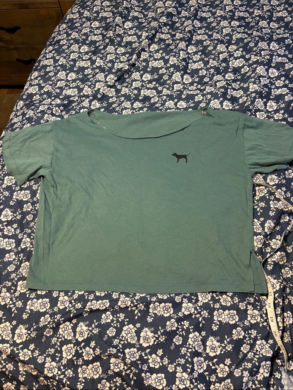 PINK Victoria's Secret Men's Short-Sleeve Crew Tee in Teal with Dog Logo
